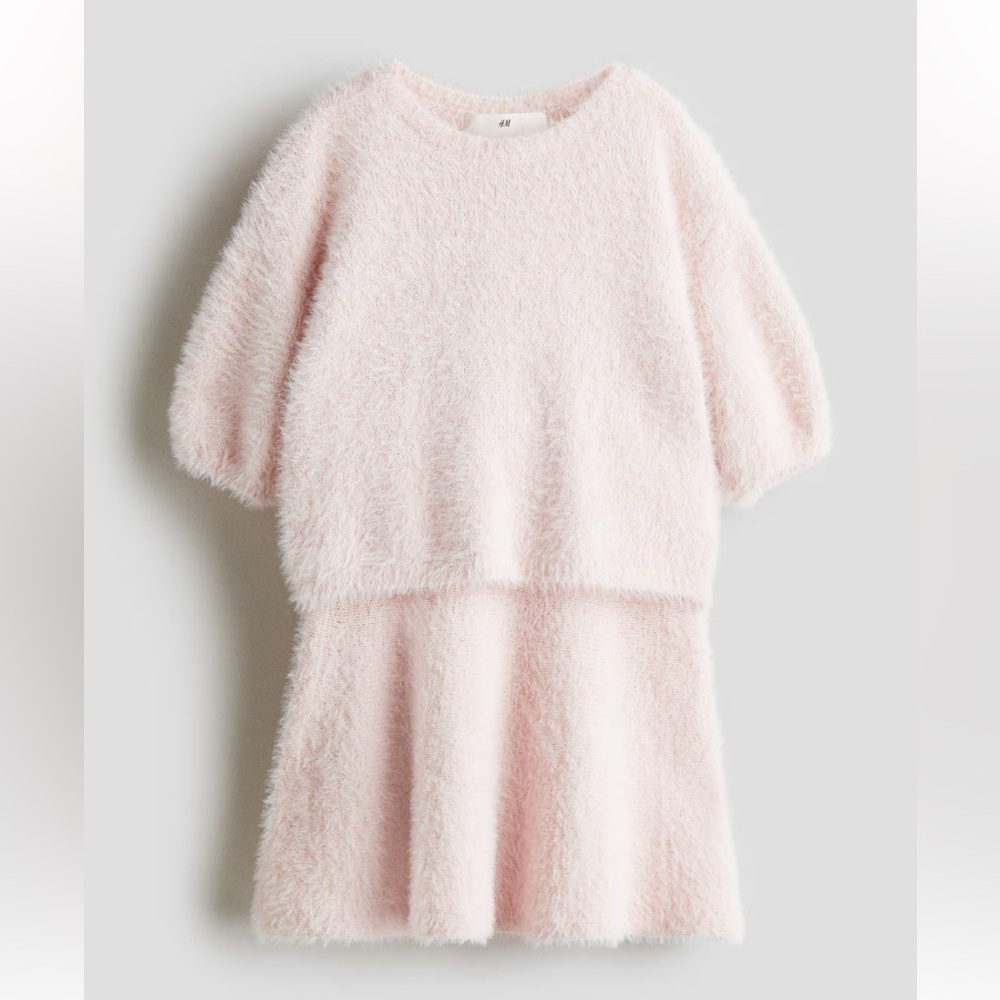 H&M Soft Pink Fuzzy Kids Dress